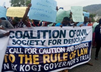 Youths Protest Against  EFCC’s Intended Arrest of Yahaya Bello.