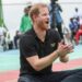 Prince Harry plays volleyball with veterans in Abuja