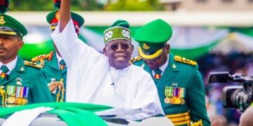Tinubu slips while boarding presidential parade vehicle at Eagles Square