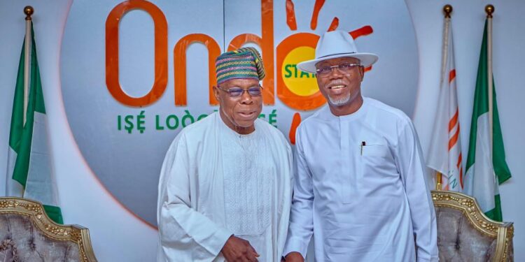 PICTORIAL: Obasanjo visits Aiyedatiwa in Ondo ahead of governorship election