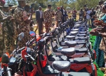 GOC donates electric motorcycles to 16 outstanding soldiers in Jos