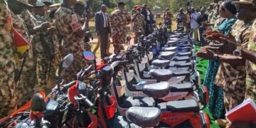 GOC donates electric motorcycles to 16 outstanding soldiers in Jos
