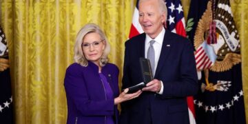 Biden awards presidential medal to Republican Trump critic Liz Cheney
