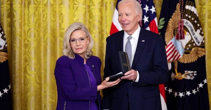 Biden awards presidential medal to Republican Trump critic Liz Cheney