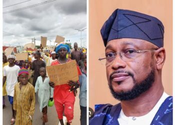 Jimrawa residents protest in Gusau, criticize gov Lawal for neglecting bandit issue while abroad