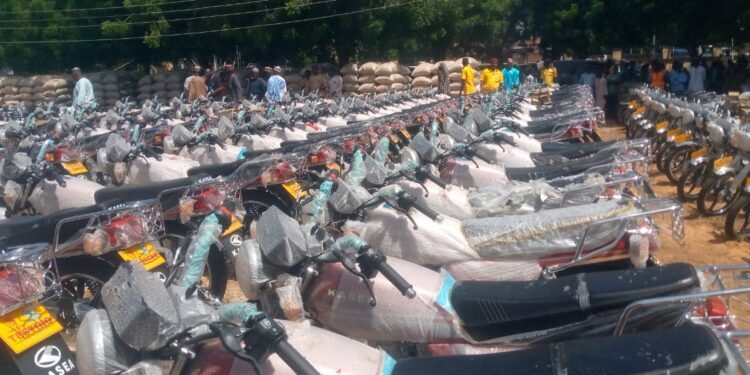 Wamakko Distributes Food, Machines, and Motorcycles to Constituents