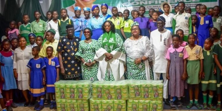 First Lady Distributes 10,000 Sanitary Pads to Ondo Schoolgirls