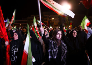 Pro-Iranian government supporters in Tehran celebrate U.S. ceasefire