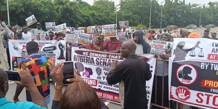 VIDEO:CSOs Urge Senate To Reject FUOYE VC’s Ambassadorial Confirmation Over Sexual Harassment Allegations